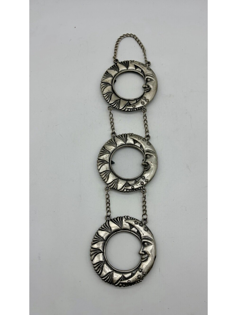 Vintage 90's Celestial Hanging Picture Frame Sun Moon Stars Whimsigoth Metal